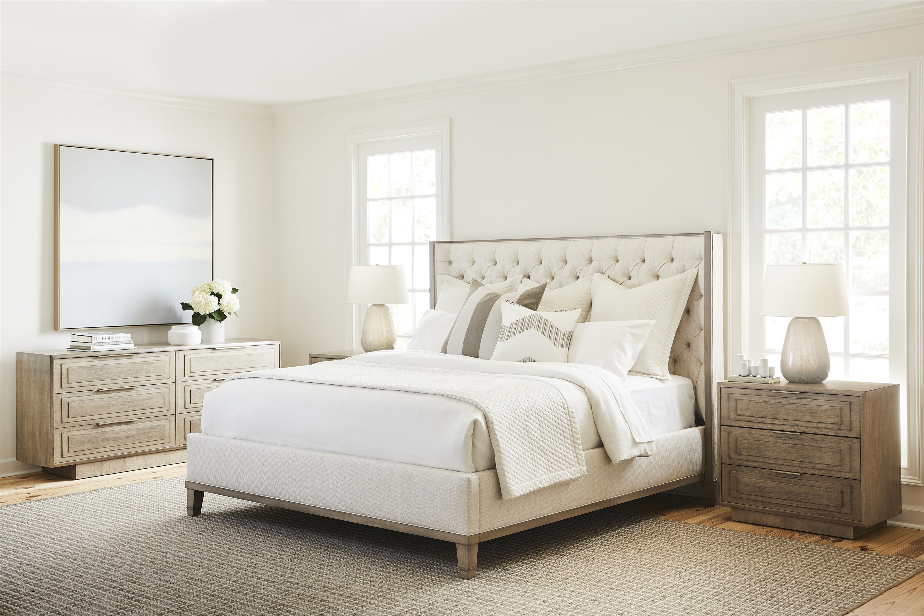 Weiss upholstered shop sleigh bed